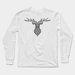 Deer head zentangle style design Long Sleeve T-Shirt